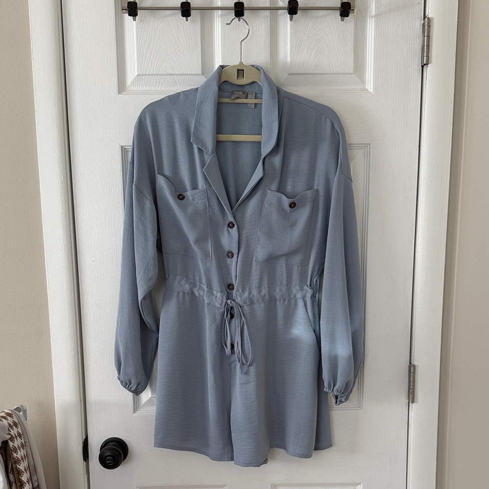 Light Blue Button-Up Romper